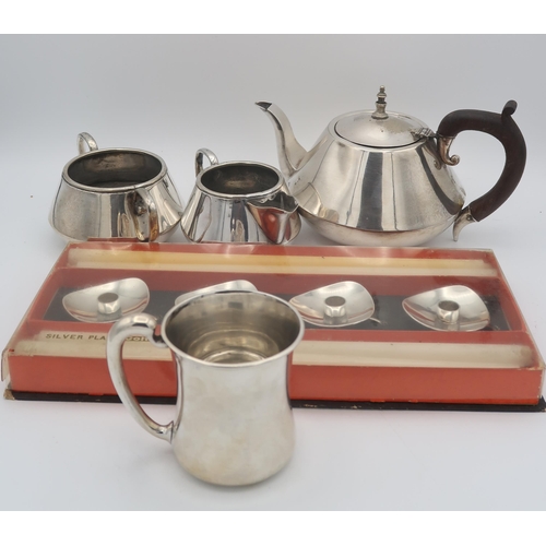 426 - A silver tankard, by William Henry Sparrow, Birmingham, an EPNS three piece tea service, and a set o... 