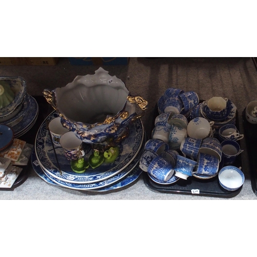 210 - Royal Doulton Minerva pattern coffee set, assorted blue and white teawares, figures and other decora... 