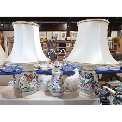 264 - Three Poole pottery table lamps