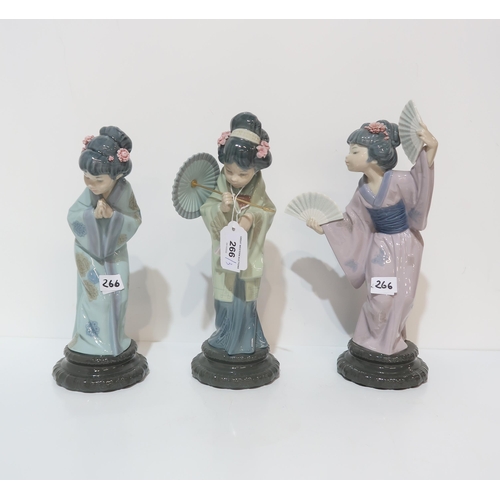 266 - Three Lladro Geishas