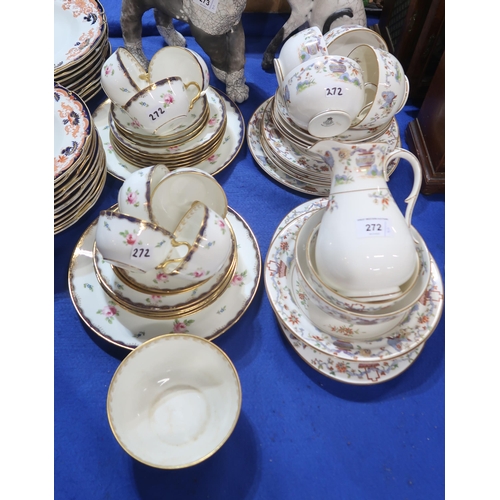 272 - A Wedgwood part teaset decorated with pink roses together with a Royal Worcester part breakfast set