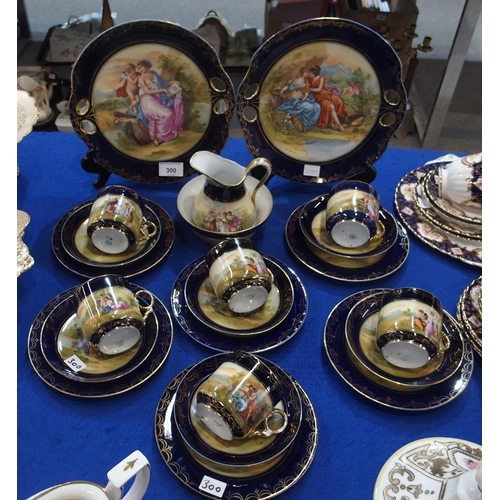 300 - A Victoria China teaset decorated with classical figures in landscapes