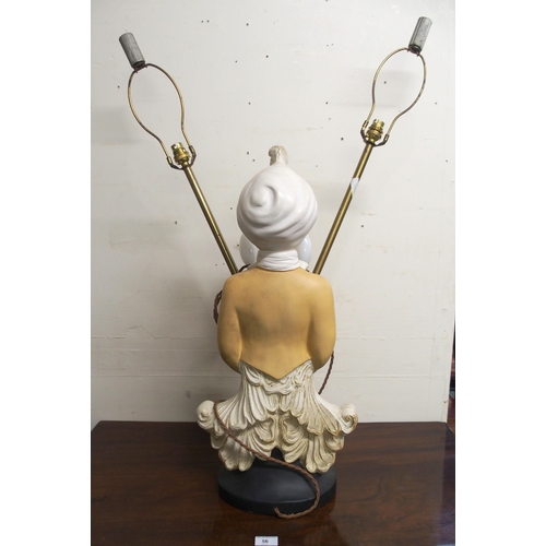 64 - A blackamoor style ceramic table lamp in the form of a boy in turban