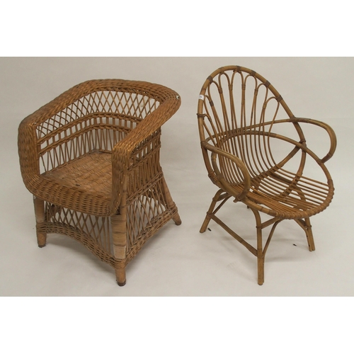 75 - A 20th century bentwood armchair and a wicker conservatory armchair (2)