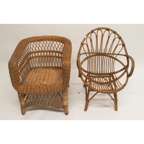 75 - A 20th century bentwood armchair and a wicker conservatory armchair (2)