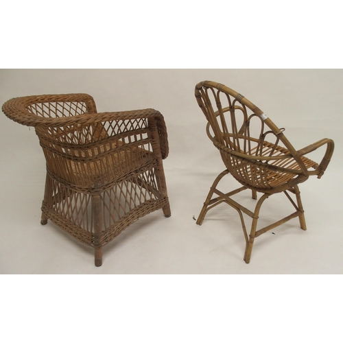 75 - A 20th century bentwood armchair and a wicker conservatory armchair (2)