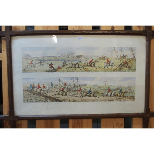 77 - A lot of three oak framed hunting prints (3)