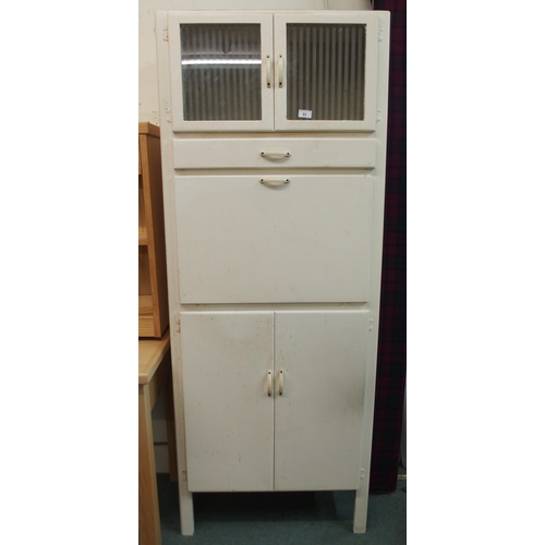 83 - A mid 20th century white painted kitchen cabinet, 177cm high x 69cm wide x 41cm deep