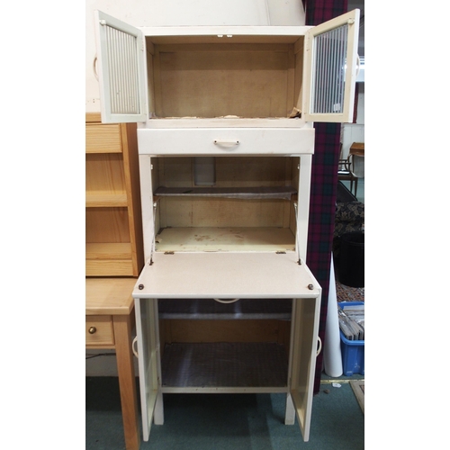 83 - A mid 20th century white painted kitchen cabinet, 177cm high x 69cm wide x 41cm deep