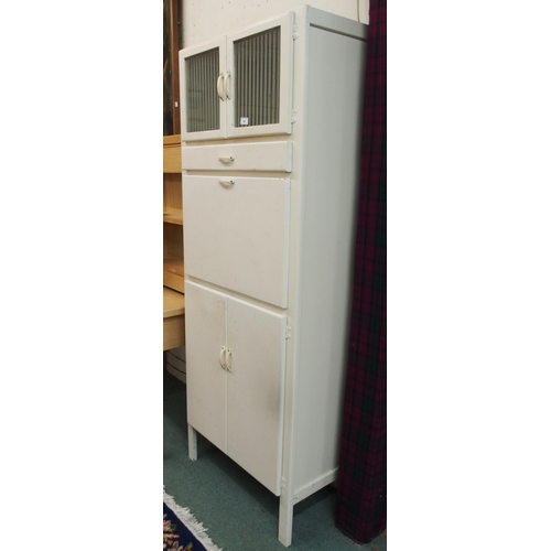 83 - A mid 20th century white painted kitchen cabinet, 177cm high x 69cm wide x 41cm deep