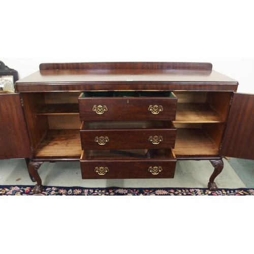 93 - An early 20th century mahogany Gardner & Son sideboard with three central drawers flanked by cab... 