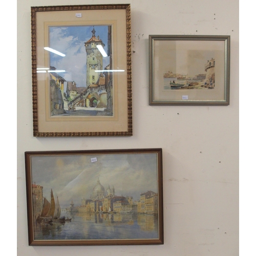 99 - A lot of seven assorted framed prints to include three J. Scott scenes of Glasgow (7)