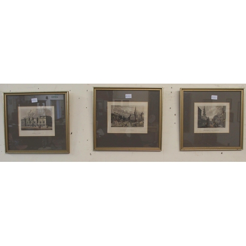 99 - A lot of seven assorted framed prints to include three J. Scott scenes of Glasgow (7)