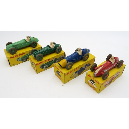 536 - Four boxed Dinky racing cars: Maserati, Cooper-Bristol, H. W. M. and Ferrari (4)