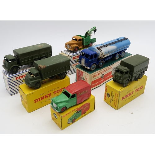 537 - Six boxed Dinky trucks/lorries, including military and civilian examples (6)