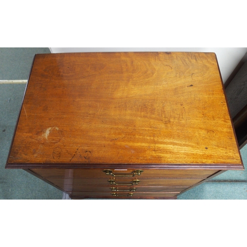 1 - A Victorian mahogany chest of four drawers with brass drawer pulls on bracket feet