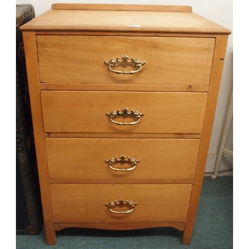 100 - A 20th century pine four drawer chest and a metal bound steamer trunk (2)