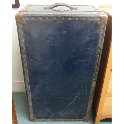 100 - A 20th century pine four drawer chest and a metal bound steamer trunk (2)