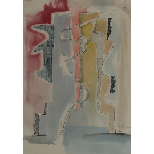 1052 - WILLIAM CROSBIE RSA RGI (1915-1999)THE SENSE BETWEEN IMPENDING EVENTS Mixed media, signed lower... 