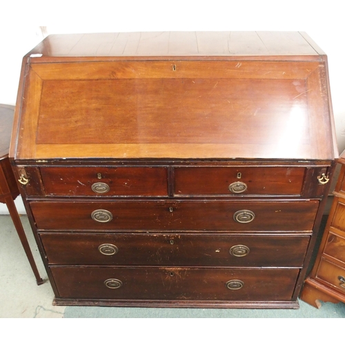 106 - A Victorian mahogany writing bureau with fitted fall front writing compartment over two over three d... 