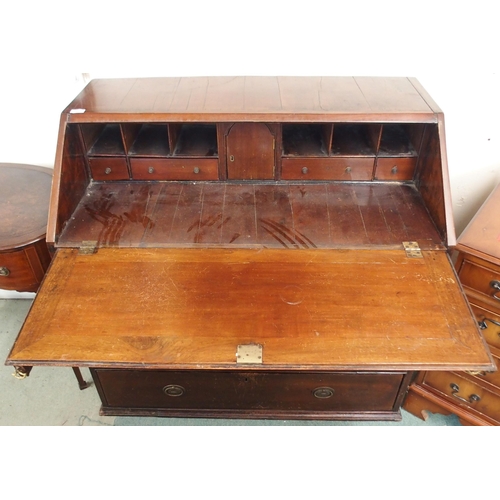 106 - A Victorian mahogany writing bureau with fitted fall front writing compartment over two over three d... 