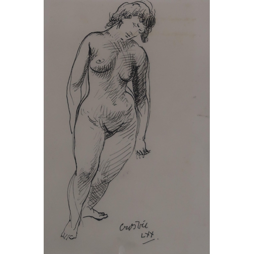 1060 - WILLIAM CROSBIE RSA RGI (1915-1999)STANDING NUDE, 1970 & FISH WIVES LE FUR Ink on paper, si... 