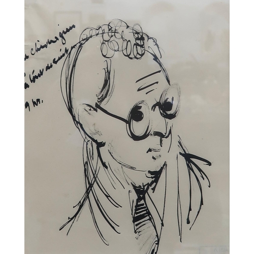 1061 - WILLIAM CROSBIE RSA RGI (1915-1999)BESPECTACLED MAN Ink on paper, inscribed, 26 x 21cm... 