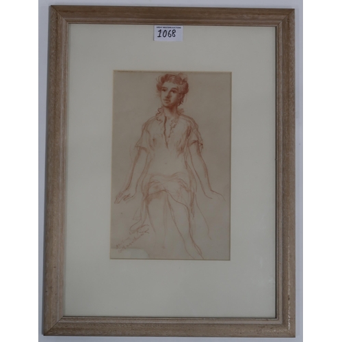 1068 - WILLIAM CROSBIE RSA RGI (1915-1999)SEATED LADY Coloured pencil, inscribed, 25 x 15cm... 