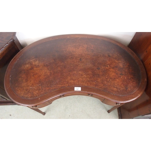 107 - A 20th century mahogany kidney shaped ladies writing desk