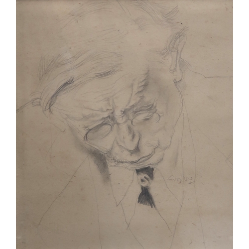 1074 - WILLIAM CROSBIE RSA RGI (1915-1999)PROF KOHL - OLD MAN'S BENT HEAD Graphite, signed lower right... 