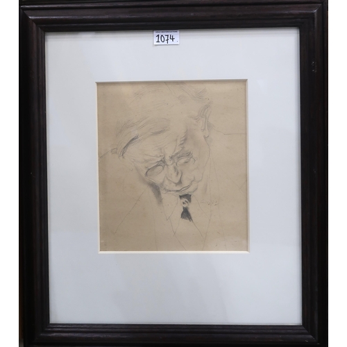 1074 - WILLIAM CROSBIE RSA RGI (1915-1999)PROF KOHL - OLD MAN'S BENT HEAD Graphite, signed lower right... 