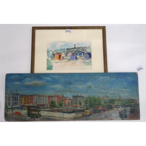 1075 - WILLIAM CROSBIE RSA RGI (1915-1999)CONTI PLAGEWatercolour, inscribed lower right, 17 x 26cmTogether ... 