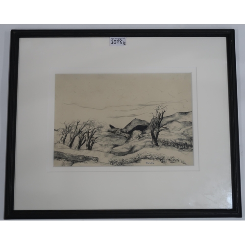 1078 - WILLIAM CROSBIE RSA RGI (1915-1999)THE SADDLE Pen and ink, signed lower right, 22 x 32cm &... 