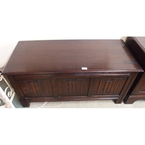 110 - A 20th century linen fold tv media unit and a linen fold blanket chest (2)