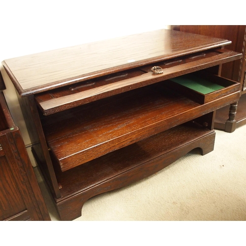 110 - A 20th century linen fold tv media unit and a linen fold blanket chest (2)