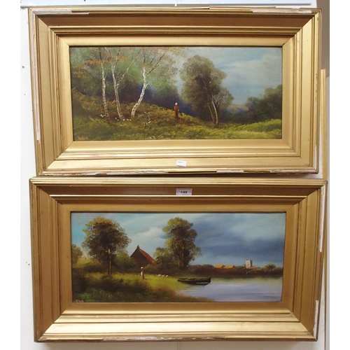 149 - A pair of gilt framed scenic oil on canvas signed W Hay (2)