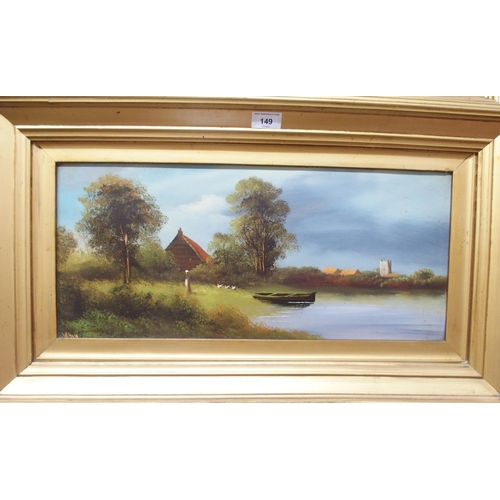 149 - A pair of gilt framed scenic oil on canvas signed W Hay (2)