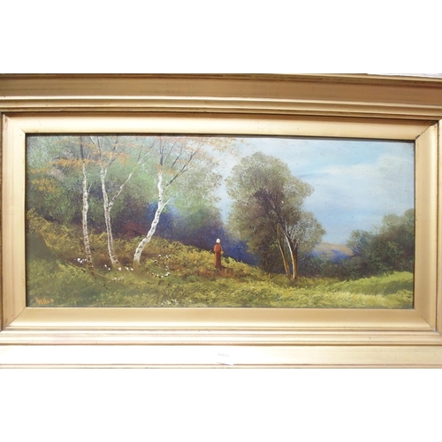 149 - A pair of gilt framed scenic oil on canvas signed W Hay (2)