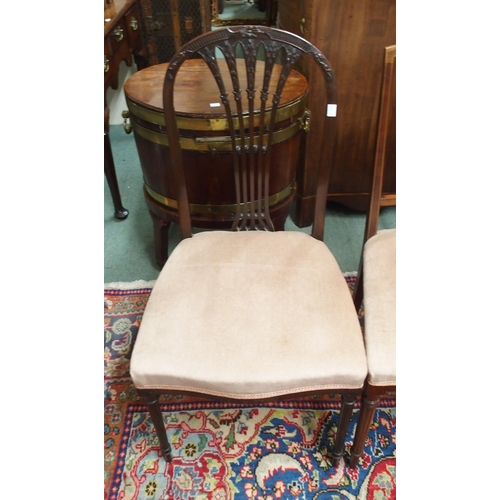 155 - A pair of Victorian mahogany and satinwood inlaid dining chair, another pair of mahogany dining chai... 