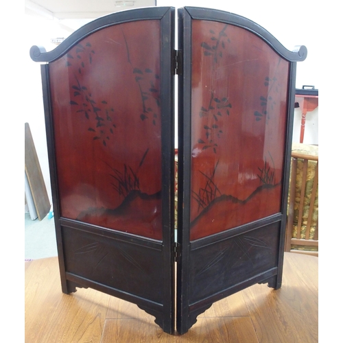 156 - A 19th century Chinese hardwood and lacquerware screen with bone inlays