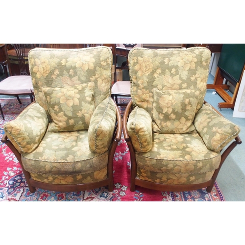 161 - A pair of contemporary Ercol elm and beech framed armchairs (2)