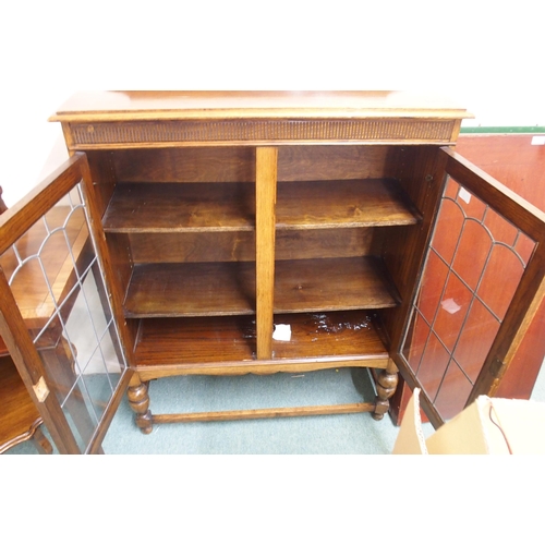 167 - A 20th century oak leaded glass bookcase and a mahogany occasional table (2)