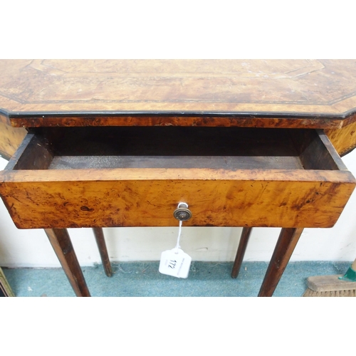 172 - A walnut single drawer occasional table with checker inlay on square tapering supports