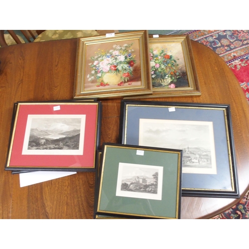 174 - A lot of nine assorted framed prints and framed oils on canvas of flowers by Majorie Wilson (11)