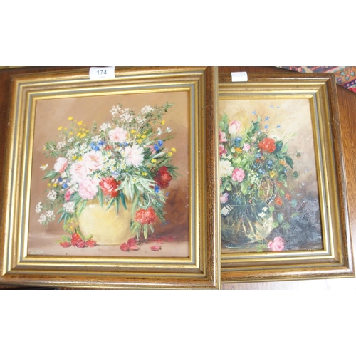 174 - A lot of nine assorted framed prints and framed oils on canvas of flowers by Majorie Wilson (11)