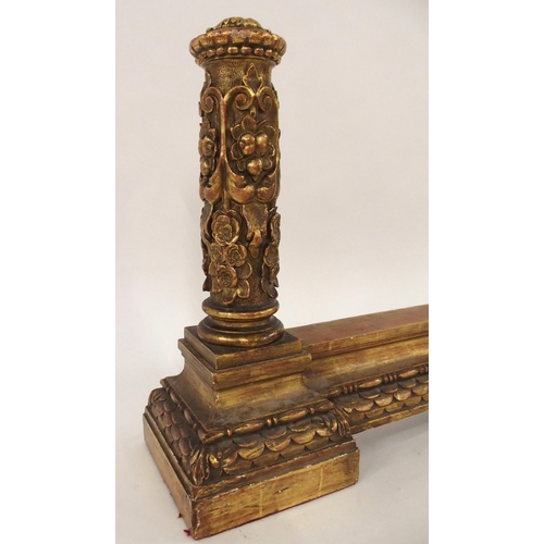 18 - A 19th century carved giltwood beds footboard