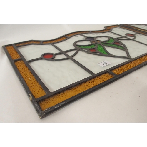 182 - A pair of 20th century leaded stained glass panels with heart design (2)