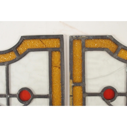 182 - A pair of 20th century leaded stained glass panels with heart design (2)