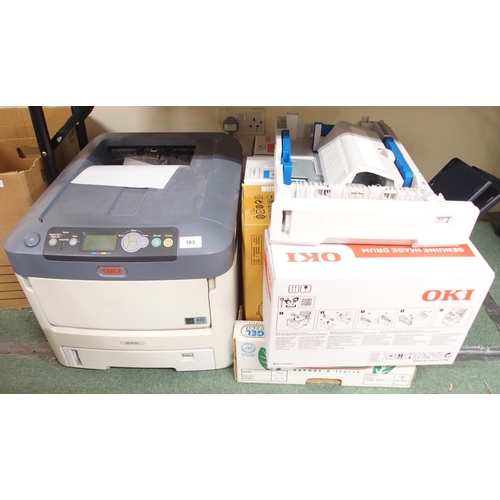 183 - A OKI C711 printer sold as spares and repairs and assorted ink cartridges and accessories