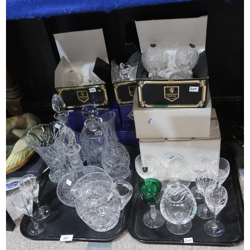 207 - Assorted cut glass and crystal including decanters etc